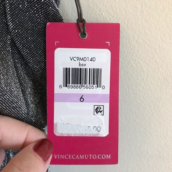 NWT Vince Camuto Bloused Cocktail Dress Silver - Picture 5 of 6